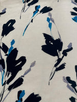 Navy Sketched Flowers on Ivory Viscose