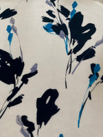 Navy Sketched Flowers on Ivory Viscose