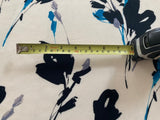 Navy Sketched Flowers on Ivory Viscose