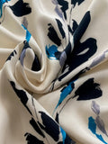 Navy Sketched Flowers on Ivory Viscose