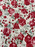 Crimson Roses on White Cotton Lawn