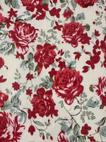 Crimson Roses on White Cotton Lawn