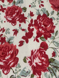 Crimson Roses on White Cotton Lawn