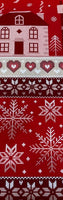 Red Cross Stitch Christmas on Cotton Poplin