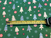 Christmas Trees on Green Cotton Poplin