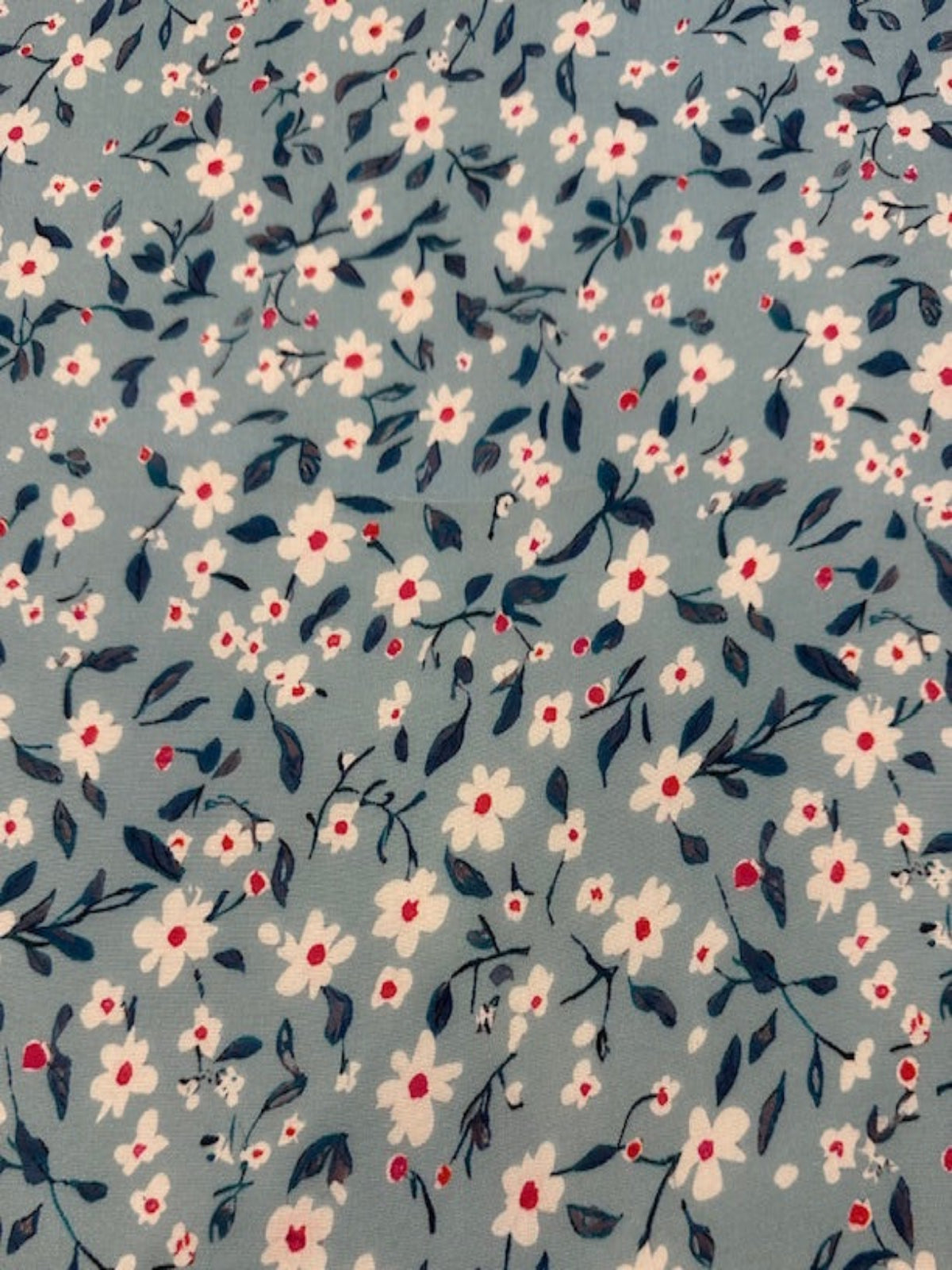 Red Highlight Flower on Baby Blue Soft Handle Viscose
