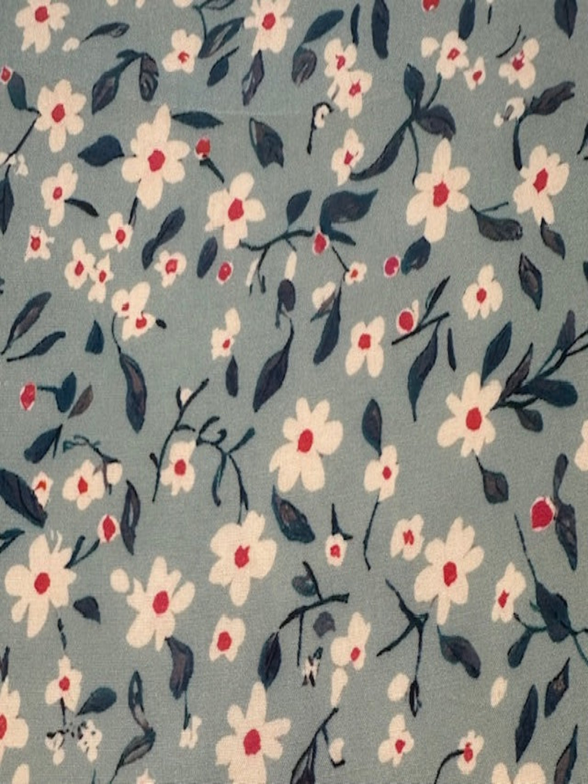 Red Highlight Flower on Baby Blue Soft Handle Viscose