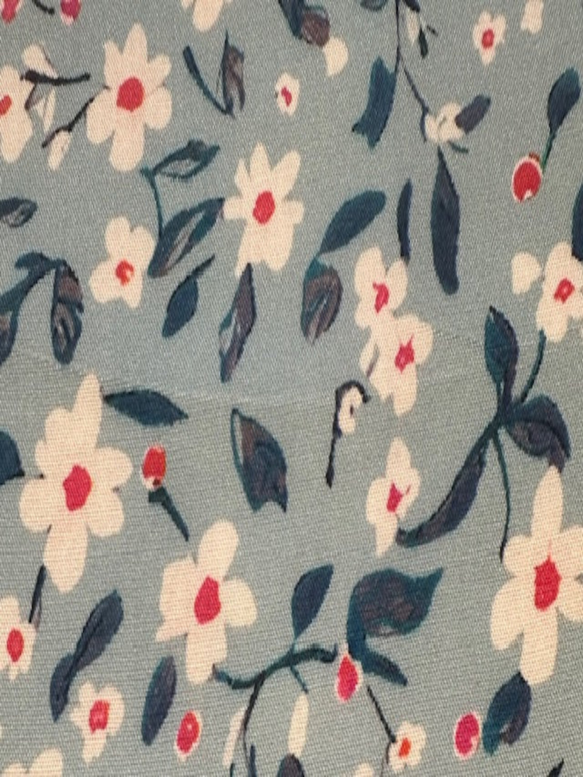 Red Highlight Flower on Baby Blue Soft Handle Viscose