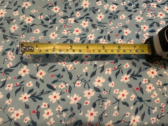 Red Highlight Flower on Baby Blue Soft Handle Viscose