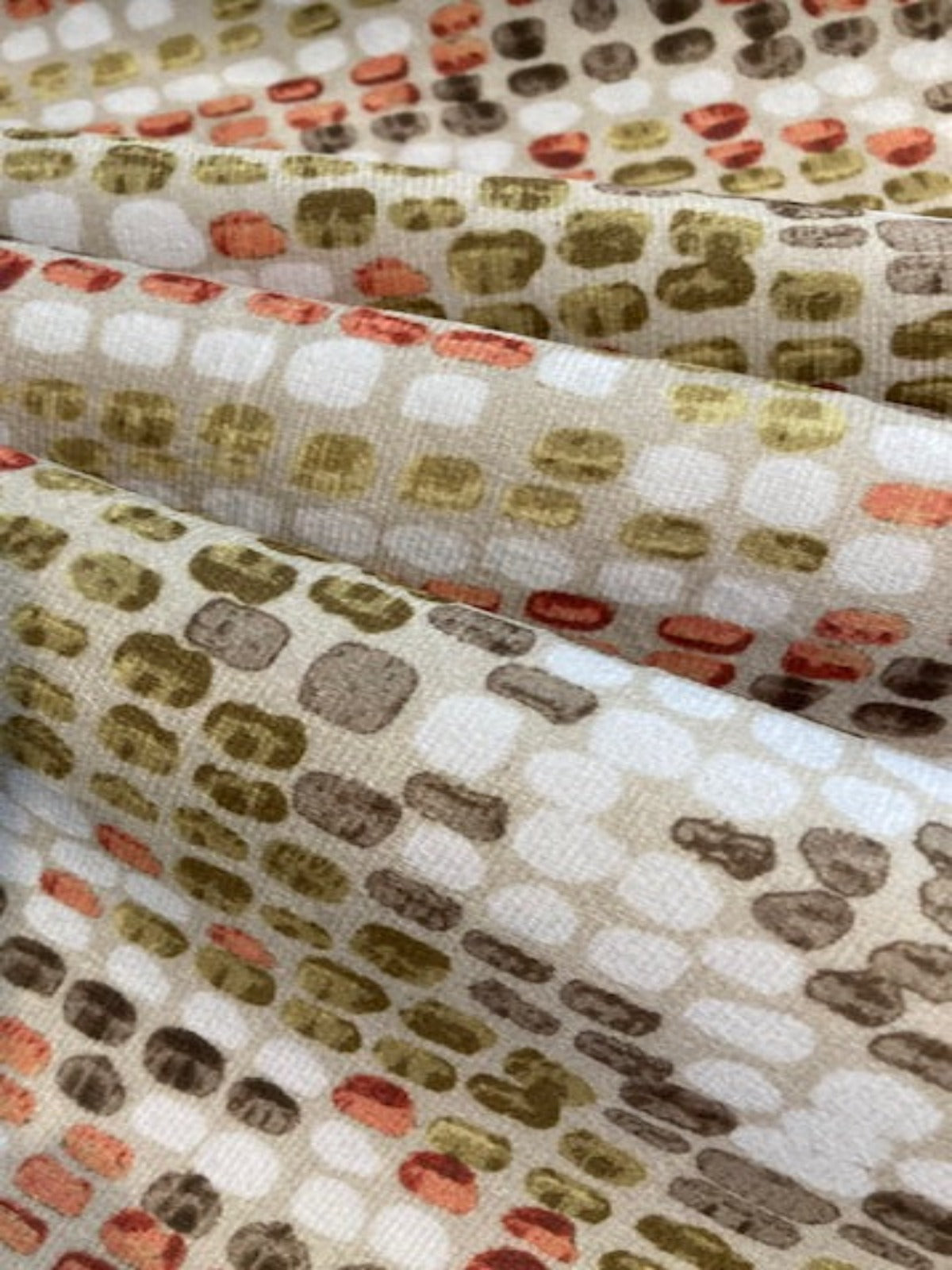 Lime & Orange Mosaic Diamond Design on Brushed Feel "Clarke & Clarke Mosaic"