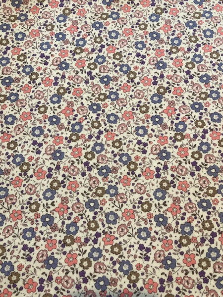 Coral/Blue Ditsy on&nbsp; Cotton Lawn