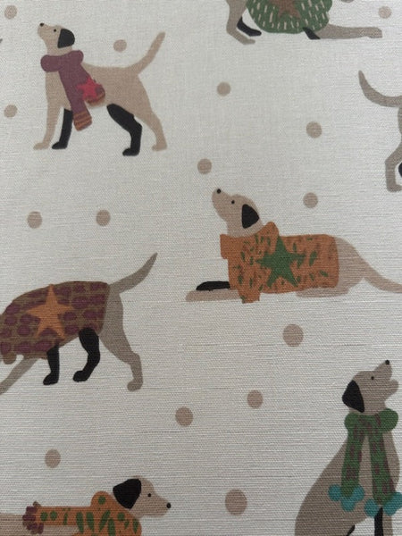 Dogs on Natural Cotton Furnishing