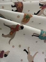 Dogs on Natural Cotton Furnishing