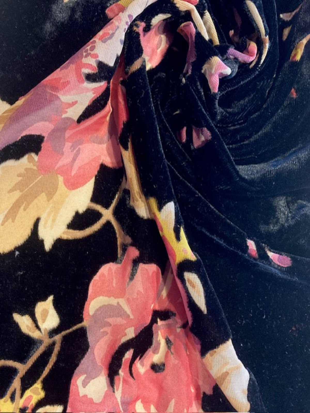 Dusty Pink Burnout on Black Velvet