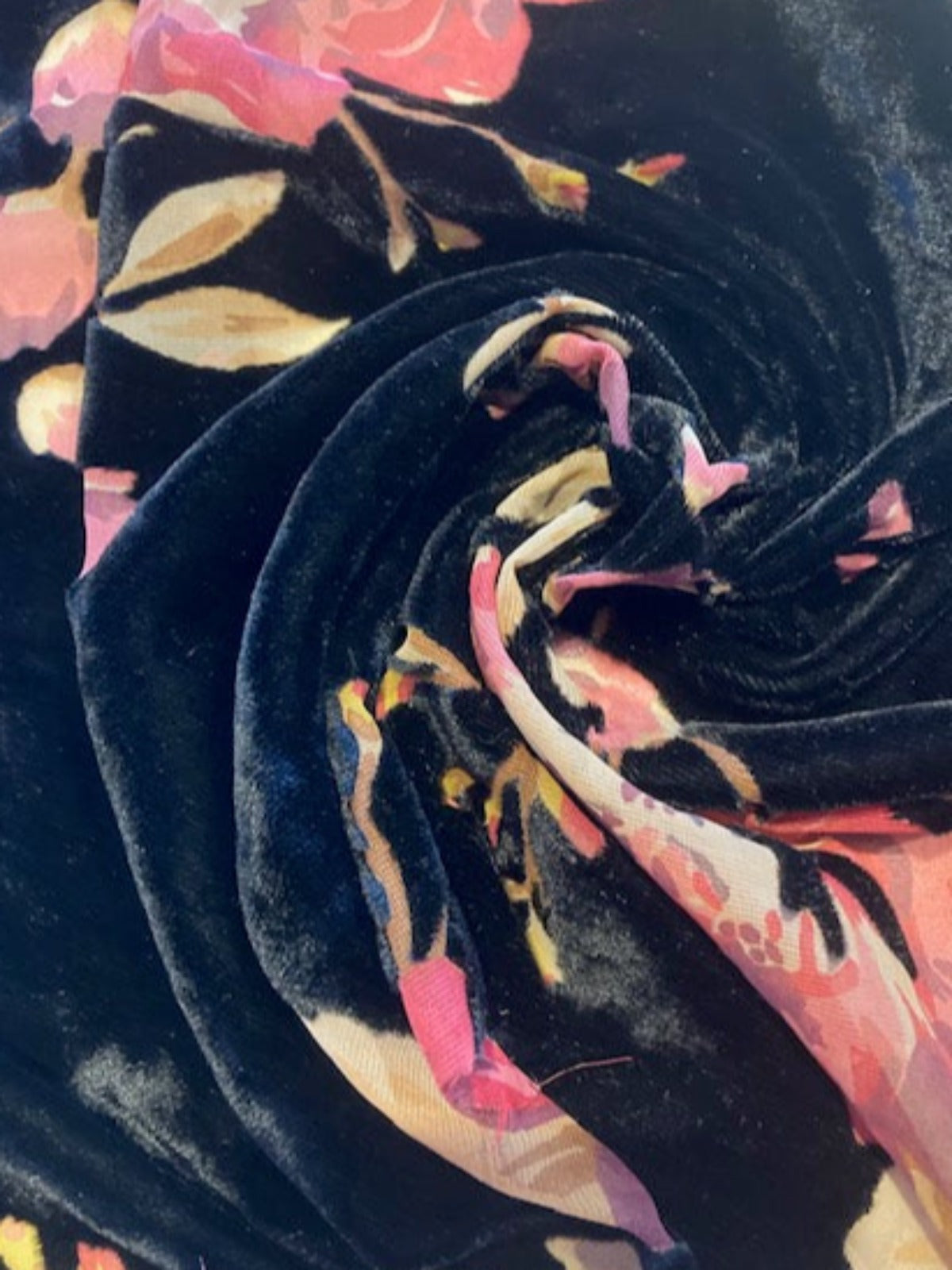 Dusty Pink Burnout on Black Velvet