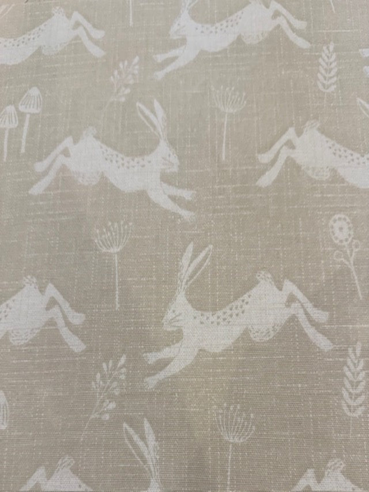 Ivory Running Hares on Ecru Furnishing