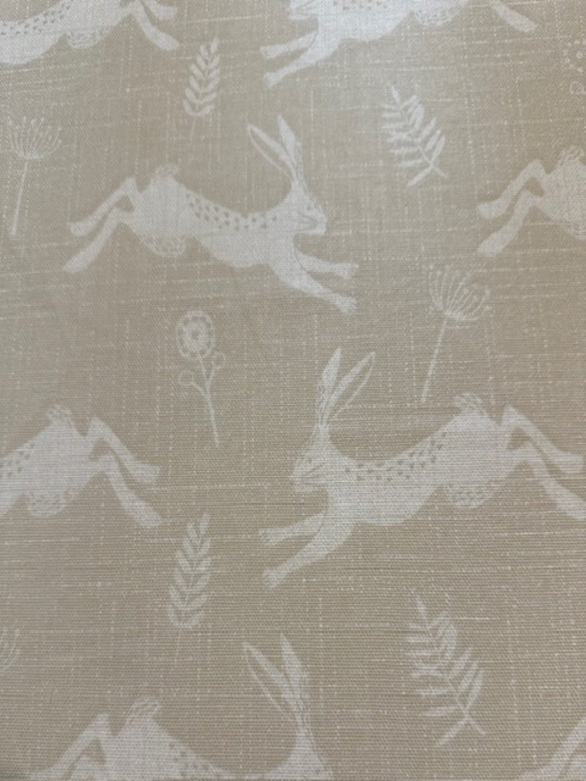 Ivory Running Hares on Ecru Furnishing