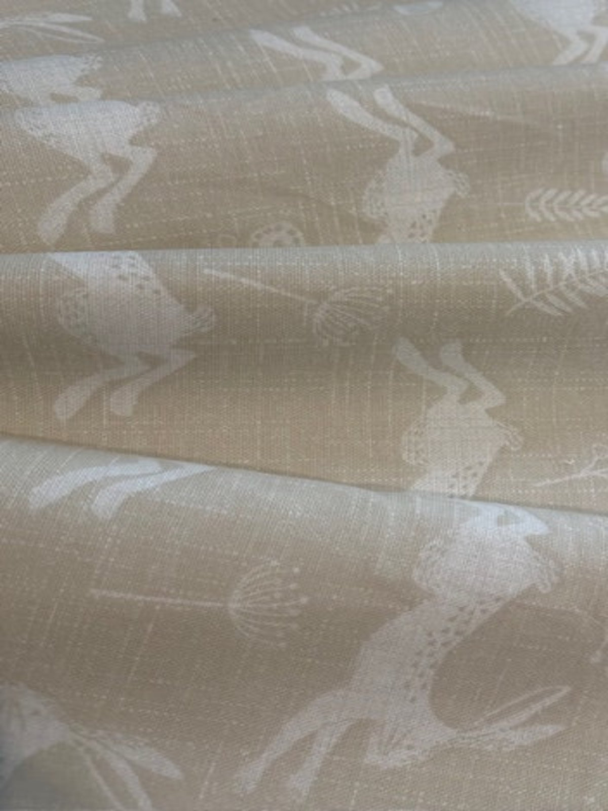 Ivory Running Hares on Ecru Furnishing