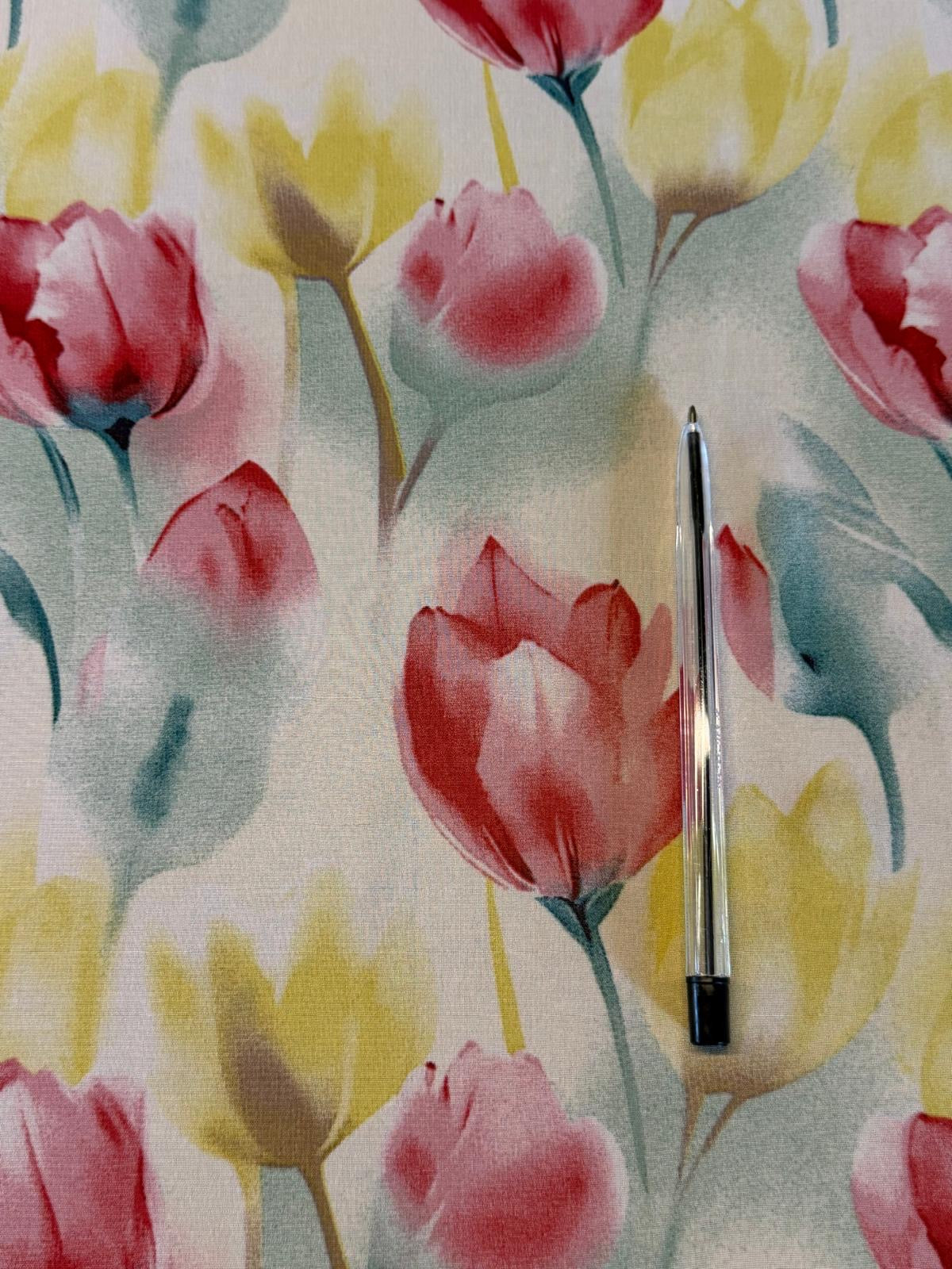 Ivory Pastel Floral Printed Chiffon Fabric | Silky Summerwear & Occasion Wear Fabric