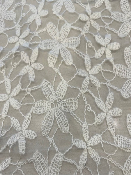 Crocheted Ivory Flower on Tulle