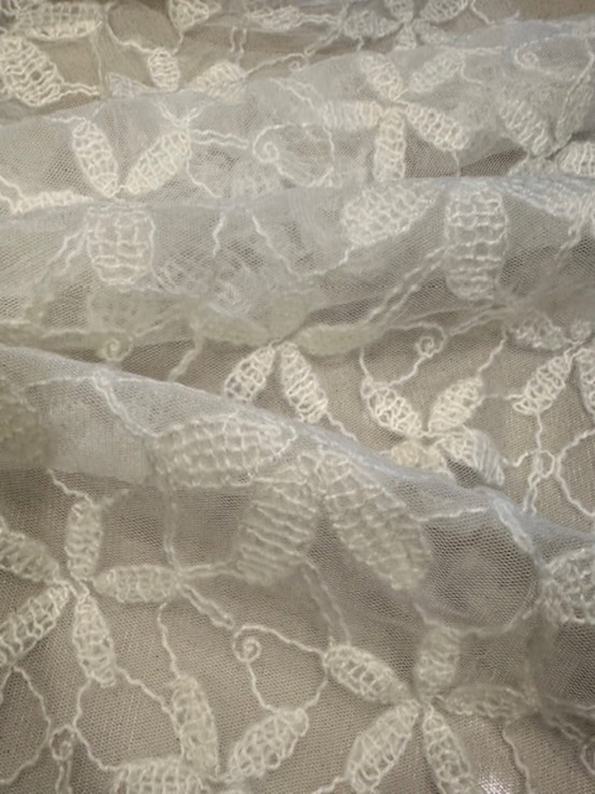 Crocheted Ivory Flower on Tulle