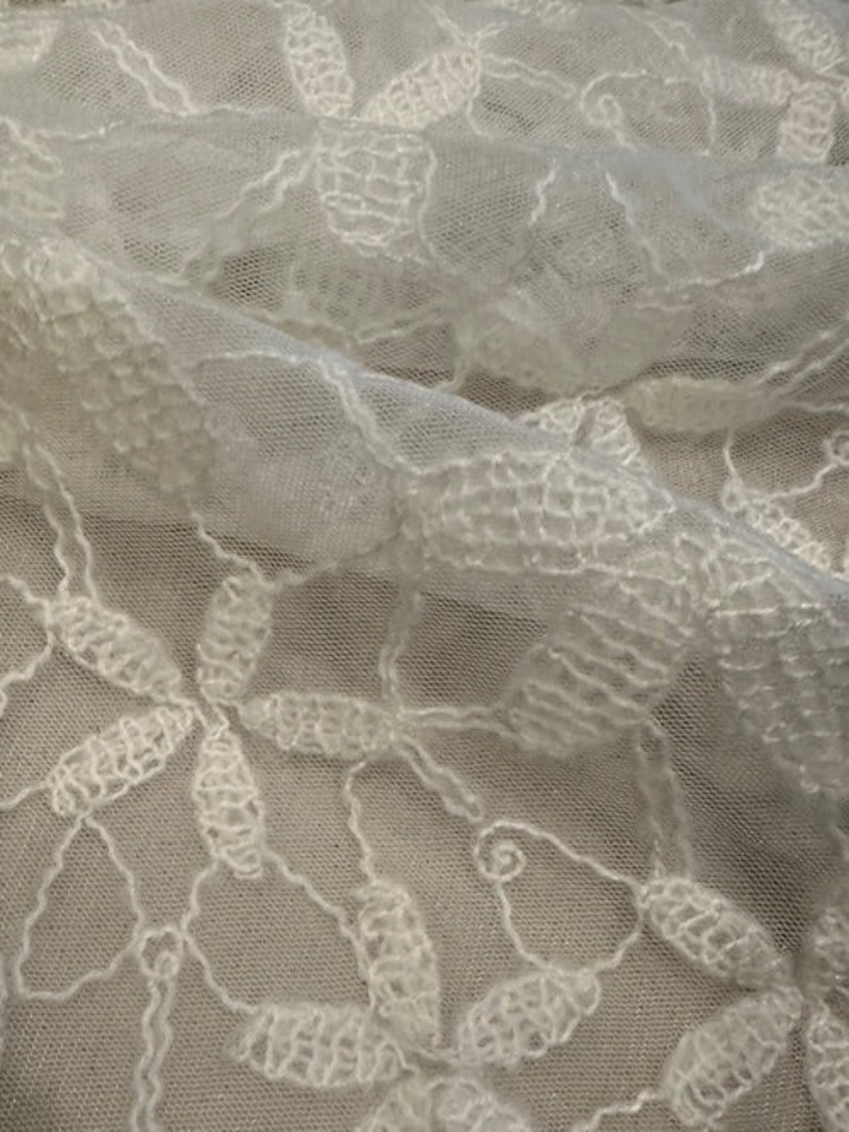 Crocheted Ivory Flower on Tulle