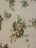Green/Mustard Floral Bouquets on Natural Linen Feel