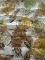 Golden Roses on Yoryu Silk Chiffon