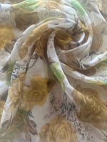 Golden Roses on Yoryu Silk Chiffon