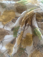 Golden Roses on Yoryu Silk Chiffon