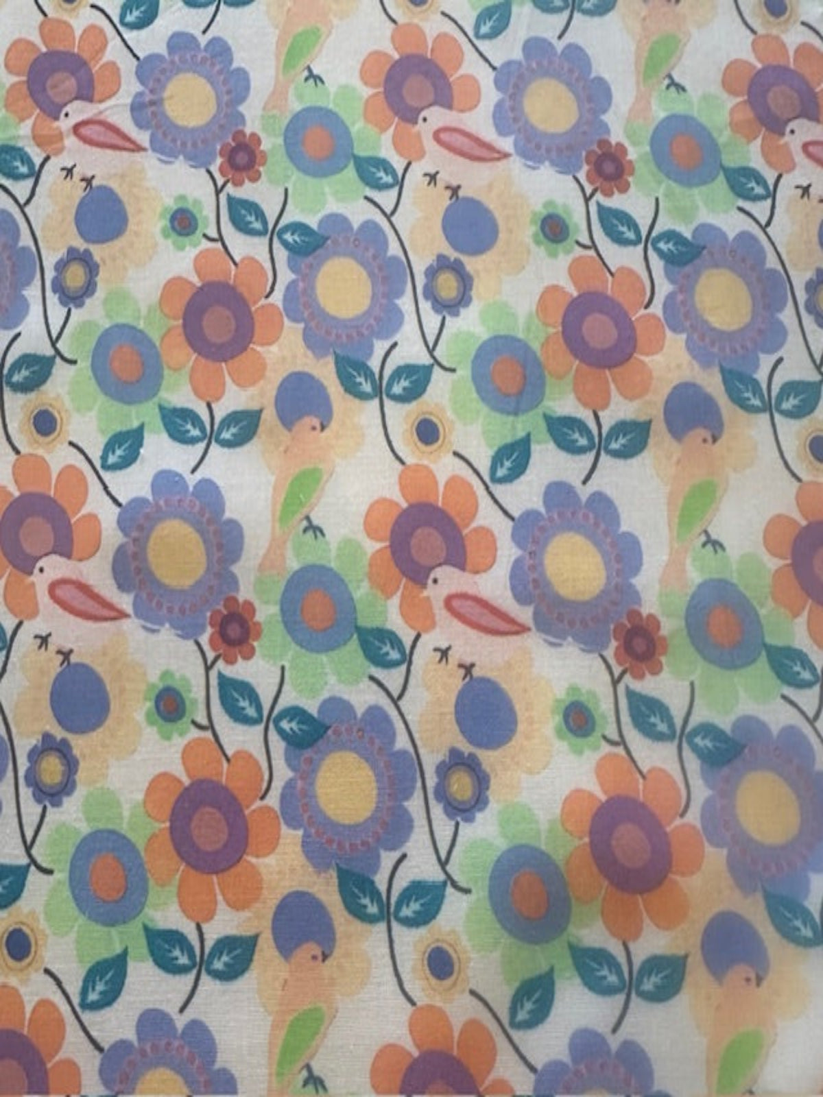 Birds on Multi Floral on Cotton Lawn