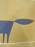 Grey / Light Mustard Fox Print on Cotton "Harlequin - Mr Fox"