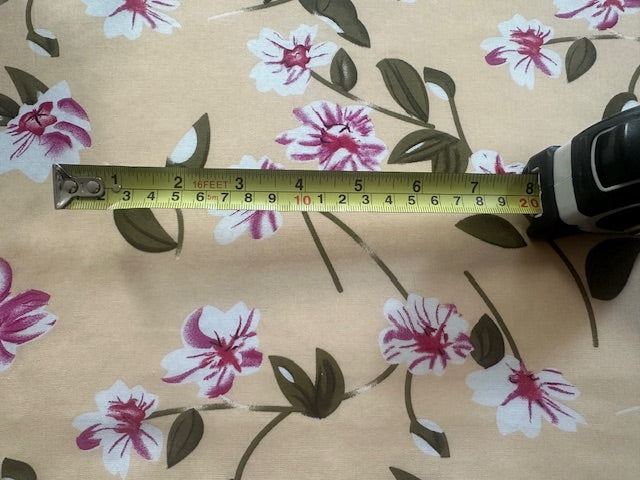 Fuchsia Floral on Champagne Cotton Poplin