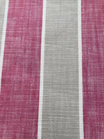 Fuchsia/Silver Grey Woven Stripe. Stripes Running Along the Fabric.