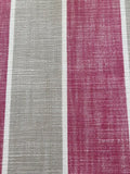 Fuchsia/Silver Grey Woven Stripe. Stripes Running Along the Fabric.