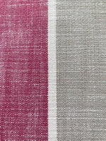 Fuchsia/Silver Grey Woven Stripe. Stripes Running Along the Fabric.