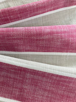 Fuchsia/Silver Grey Woven Stripe. Stripes Running Along the Fabric.