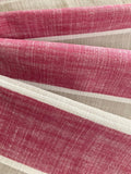 Fuchsia/Silver Grey Woven Stripe. Stripes Running Along the Fabric.