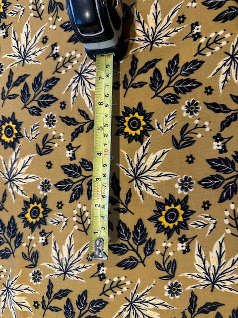 Gold/Black Leaf & Flower Print on Soft Handle Viscose