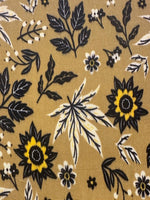 Gold/Black Leaf & Flower Print on Soft Handle Viscose