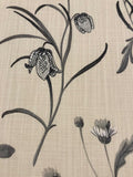 Grey Hedgerow Flowers on Natural Cotton