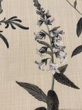 Grey Hedgerow Flowers on Natural Cotton