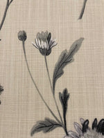 Grey Hedgerow Flowers on Natural Cotton