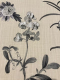 Grey Hedgerow Flowers on Natural Cotton