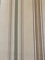 Green/Coffee/ Woven Stripe on Cotton - Stripes running along the Fabric