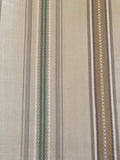 Green/Coffee/ Woven Stripe on Cotton - Stripes running along the Fabric