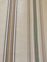 Green/Coffee/ Woven Stripe on Cotton - Stripes running along the Fabric