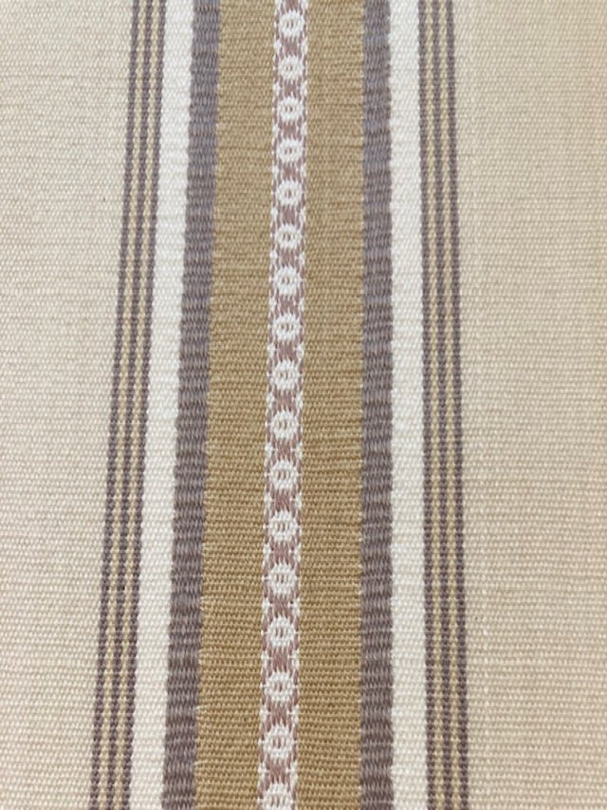 Green/Coffee/ Woven Stripe on Cotton - Stripes running along the Fabric