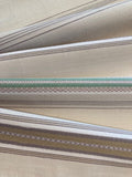 Green/Coffee/ Woven Stripe on Cotton - Stripes running along the Fabric