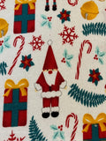 Christmas Themes on White Cotton Poplin